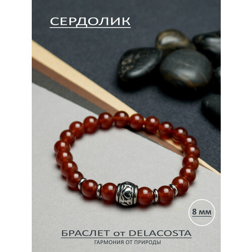 Браслет DELACOSTA сердолик 1 шт размер 16 см размер S оранжево-красный 1190₽