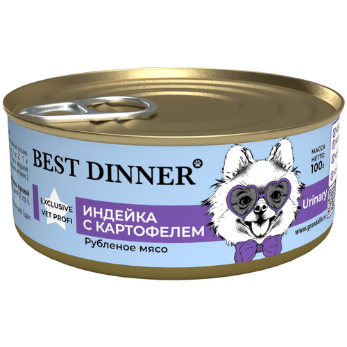 Best Dinner Exclusive Vet Profi Urinary Консервы для собак и щенков для профилактики мочекаменной болезни с индейка с картофелем - 100 г