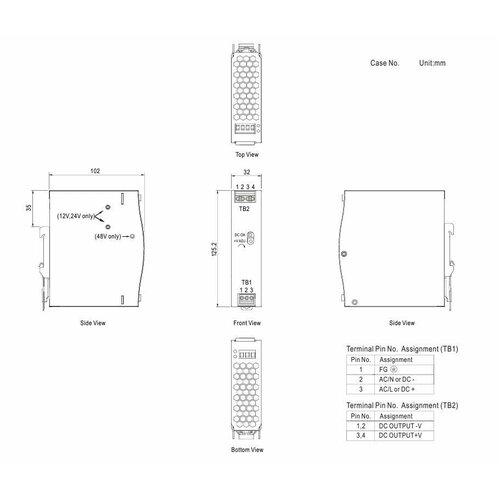 EDR-75-24 MEAN WELL, Блок питания на DIN-рейку, AC/DC 75 Вт 24 В