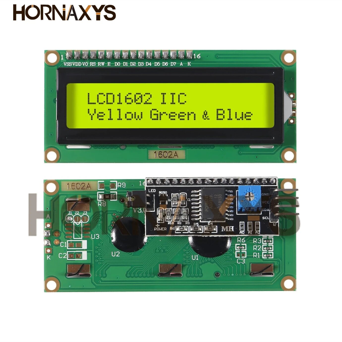Модуль LCD1602 + I2C, синий/желтый, зеленый, экран, 16x2, символьный ЖК-дисплей PCF8574T PCF8574 IIC I2C, интерфейс 5 В для Arduino, LCD1602 Green I2C