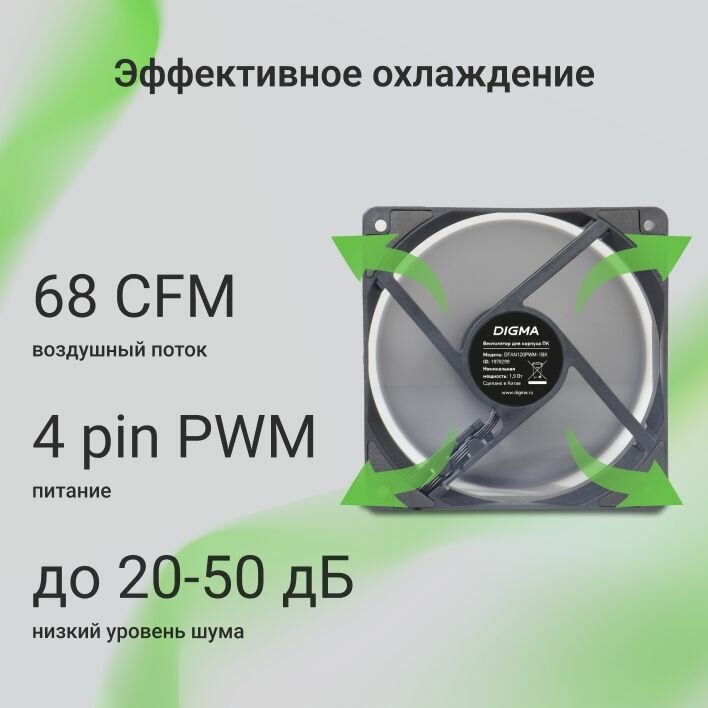 Кулер Digma DFAN140PWM-1BK 140мм PWM — фото 1