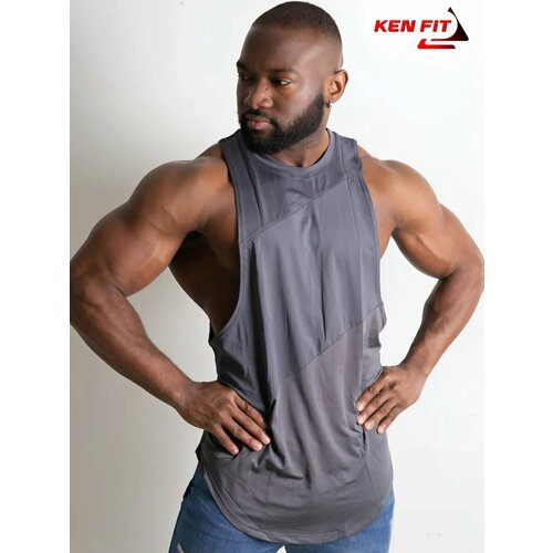 фото Майка спортивная ken fit, 1 шт., размер xl, серый