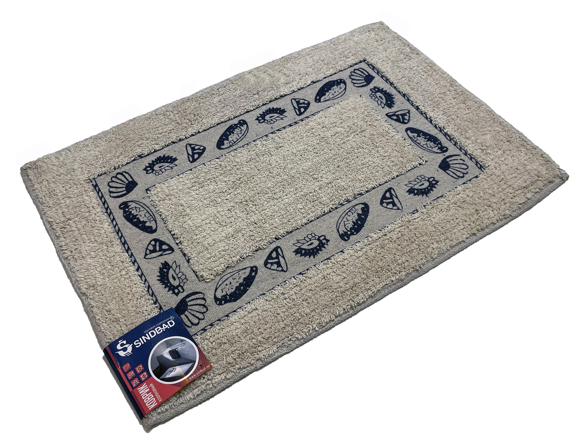 Коврик д/ванной СБ 40*60см хлопк синие ракушки Арт.800-1