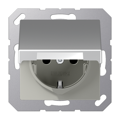 Розетка SCHUKO Jung A1520KLAL 16A 250V  с откидной крышкой  алюминий  наружный монтаж