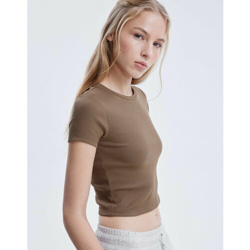 фото Кроп-топ gloria jeans, размер s (40-42), коричневый
