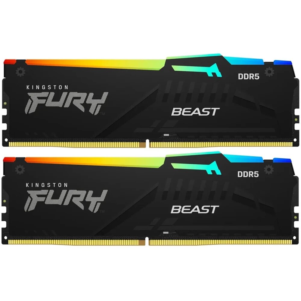 Оперативная память 16Gb DDR5 6000MHz Kingston Fury Beast Black RGB (2x8Gb KIT) (KF560C30BBEAK2-16)