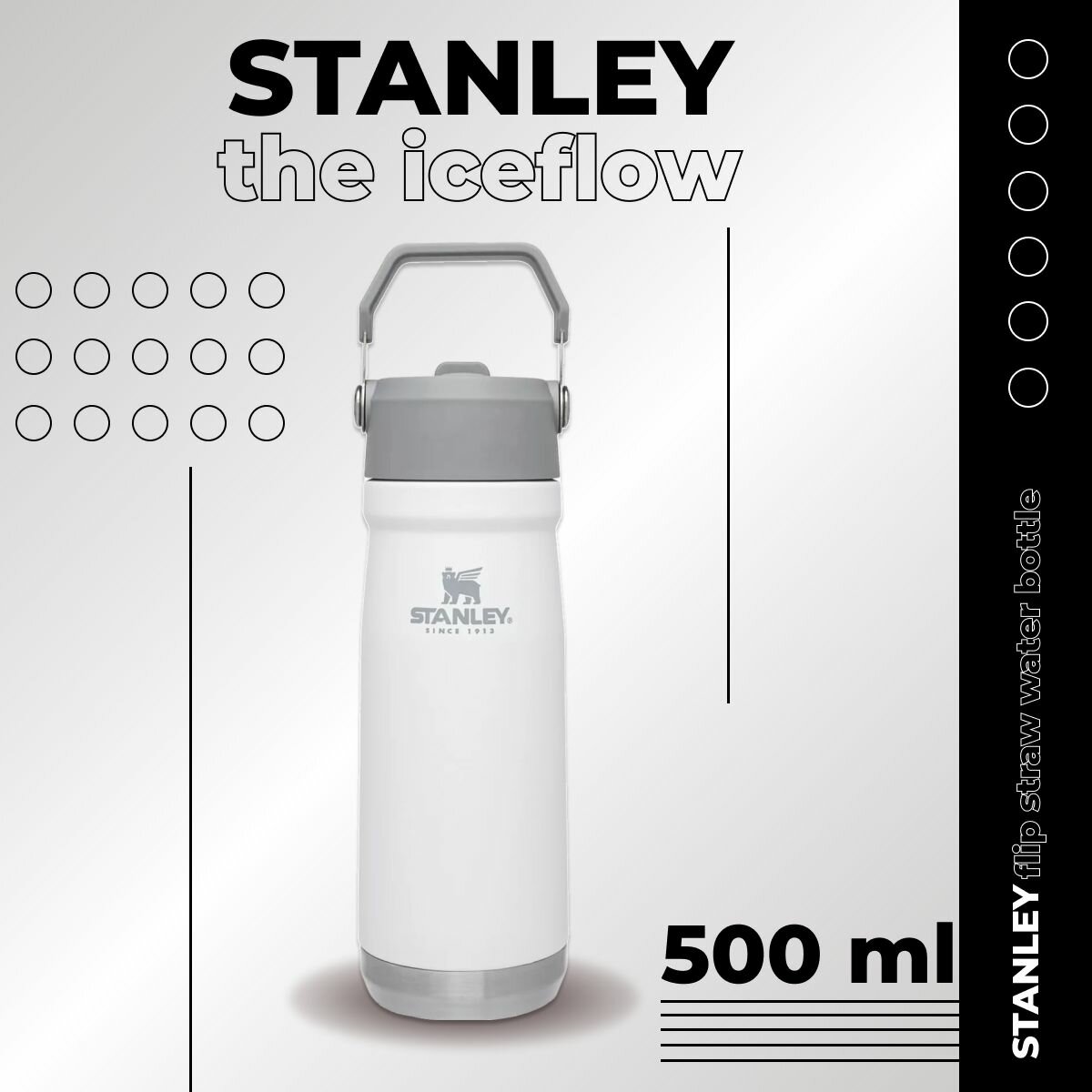 Термобутылка с трубочкой STANLEY THE ICEFLOW FLIP STRAW WATER BOTTLE 500мл, 10-09991-072