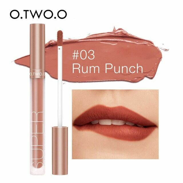 Блеск для губ матовый O.TWO.O стойкий увлажняющий, тон 03 Rum Punch (оранжево-розовый)