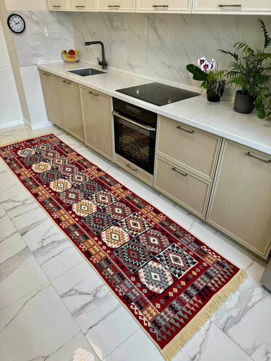 Ковровая дорожка 80х300 см Green Carpet безворсовый хлопковый ковер на кухню Турция