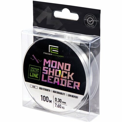 Шок-лидер леска Feeder Concept MONO SHOCK LEADER Clear 0,3мм, 100м, 7.6 кг