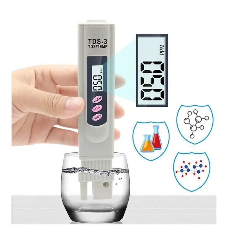Тестер качества воды HM Digital TDS-3 TDS-метр, солемер, термометр для измеритель жесткости — фото 1