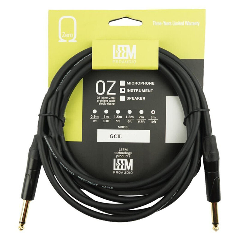 Акустический кабель инструментальный jack 6.3 mm 1/4" mono 5 м Leem GCII-5 // шнур для электро гитары и музыкальных инструментов