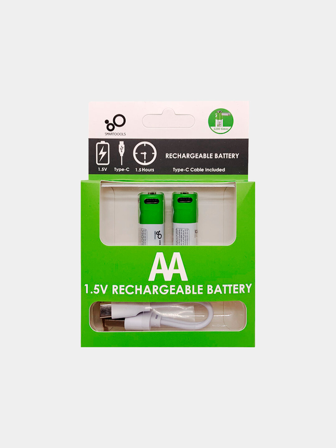 Батарейки аккумуляторные SMARTOOOLS, AA, с зарядкой USB TYPE-C, 2 штуки