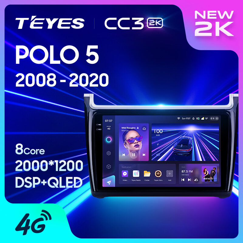 TEYES Тиайс CC3 2K Штатная магнитола For Фольксваген Поло 5 For Volkswagen POLO 5 2008 2020 no 2 DIN GPS DVD автомагнитола android RAM6G ROM128G