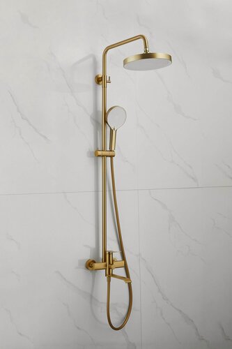 Изображение товара Душевой комплект с тропическим душем и смесителем, золотой нержавеющая сталь Belz B24812-5
