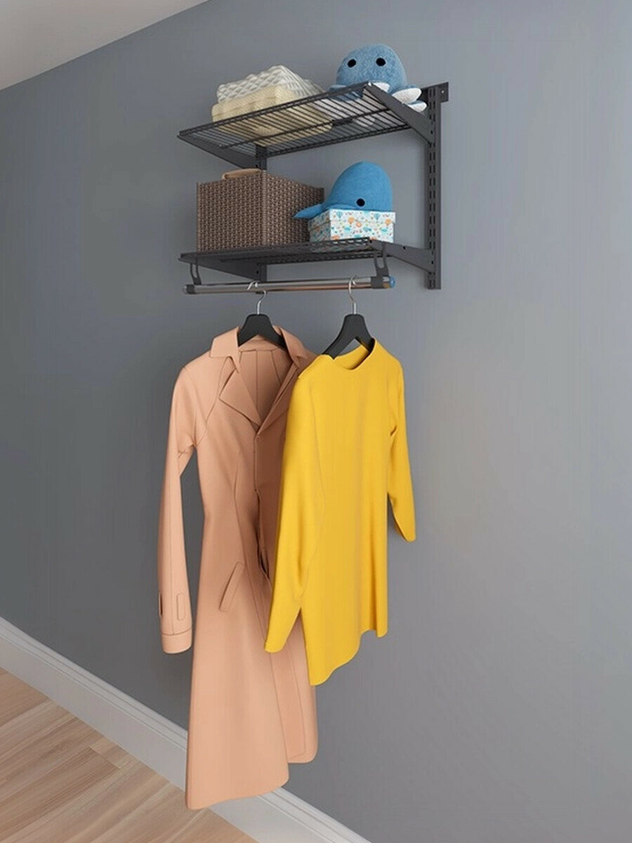 Гардеробная система универсальная Практик Basic G60S 520x650x350мм в графитовом цвете небольшая