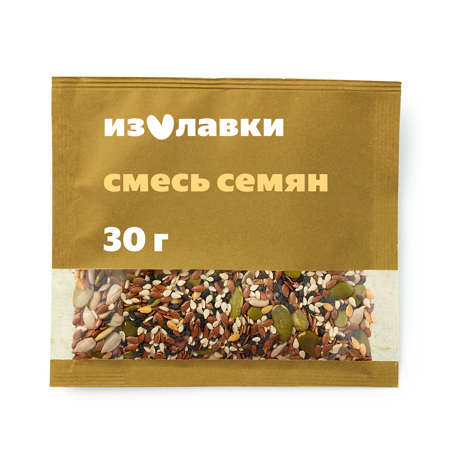 Смесь семян "Из Лавки" для салата, лен, подсолнечник, кунжут, тыква, 30г