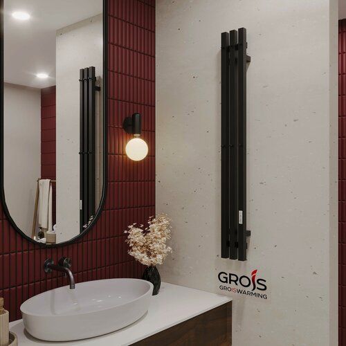 Изображение товара Полотенцесушитель электрический Титан-3 GR-163 130х1150мм черный матовый правый