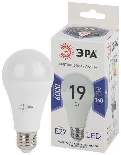 ЭРА LED A65-19W-860-E27 (диод груша 19Вт хол E27) Б0031704 (6шт.)