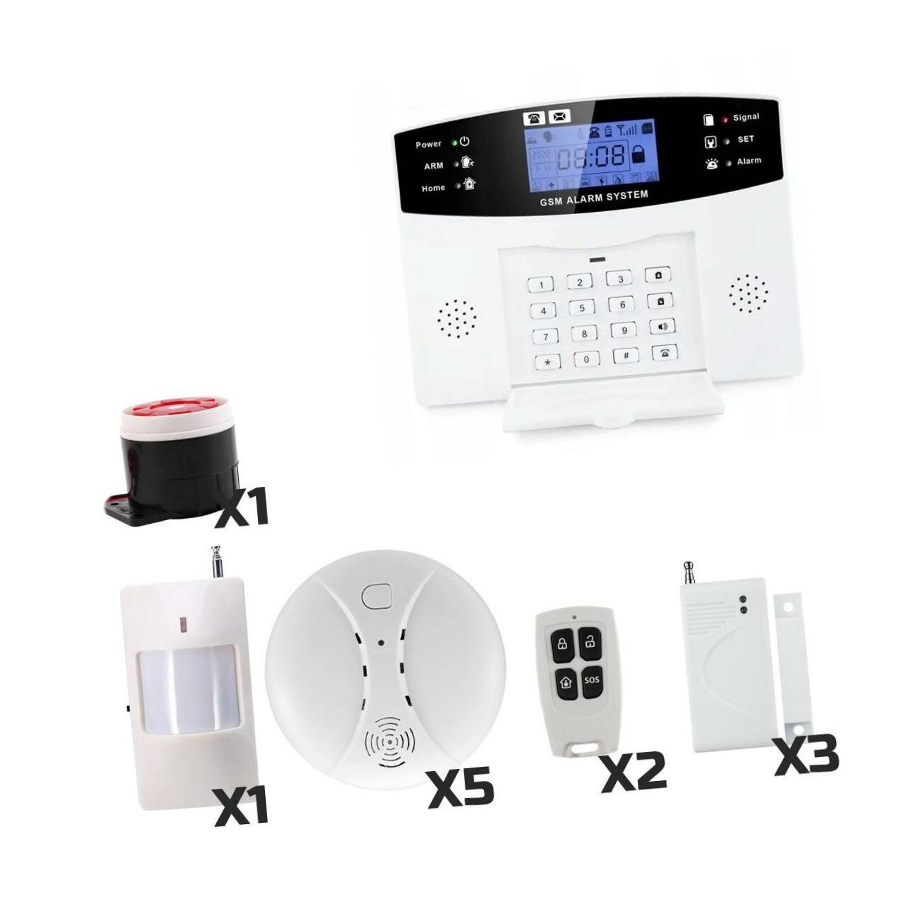 Беспроводная система-охранно пожарной сигнализации GSM-SMS Стражник-Сигнал-GSM-12(LTE) для большого дома, гаража или дачи. В комплекте 12 беспроводных