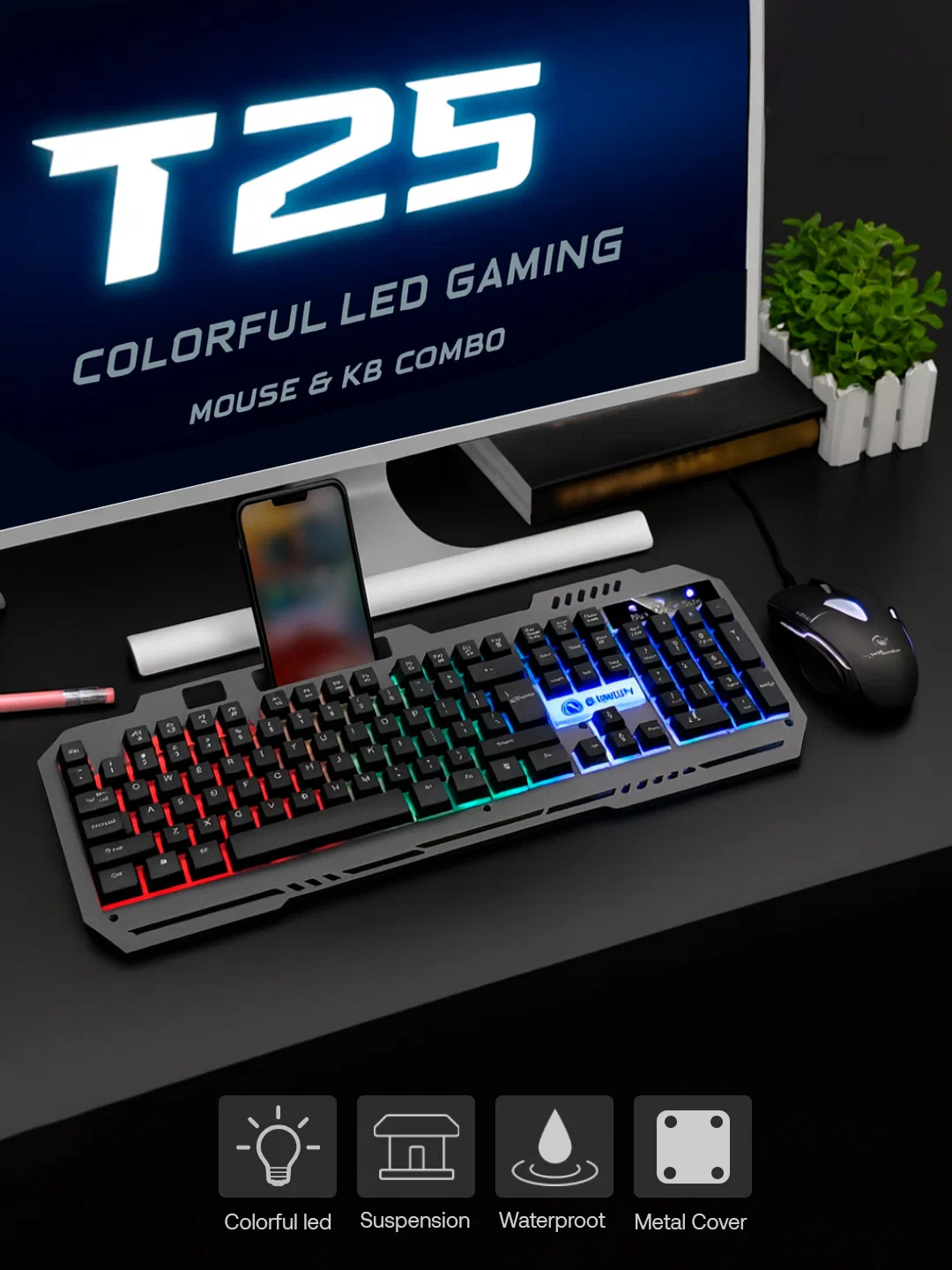 Игровой комплект LIMEIDE T25 (клавиатура + мышь), Colorful LED подсветка