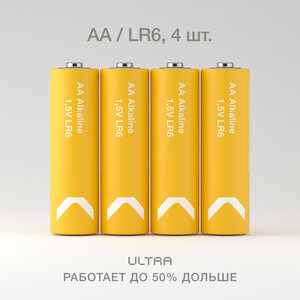 Батарейки пальчиковые алкалиновые COMMO Ultra Batteries, LR6-АА, 4 штуки в упаковке