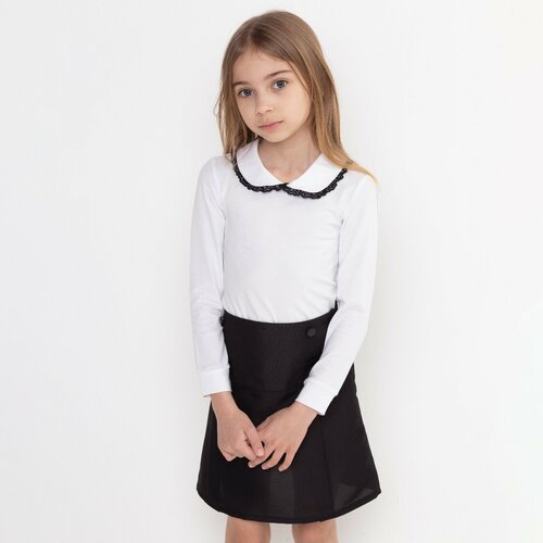 Школьная блуза Мануфактурная лавка, размер 140, белый блуза мануфактурная лавка длинный рукав размер 140 белый