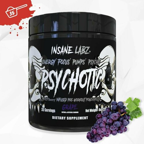 Предтреник Psychotic Black Психотик Блэк Insane Labz (Виноград) предтреник psychotic black психотик блэк insane labz голубая малина