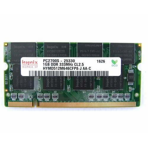 Оперативная память Hynix 1 ГБ DDR 333 SO-DIMM PC2700S-25330 1Gb 1 шт 124300₽