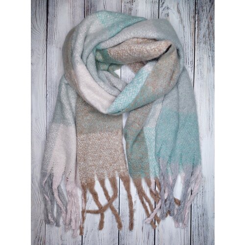 фото Шарф lavantti,190х50 см, one size, белый, бирюзовый