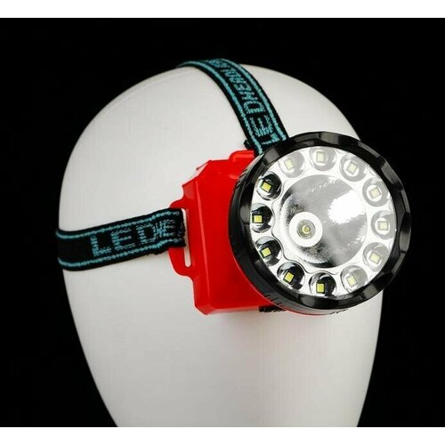 фото Фонарь налобный 3 вт, "1+12 led", 3 аа, 2 режима, 7.2 х 9 х 8 см (1 шт.) promarket