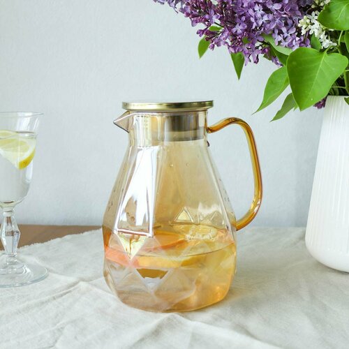 Кувшин стеклянный для воды и лимонада 1500 мл с крышкой 1290₽