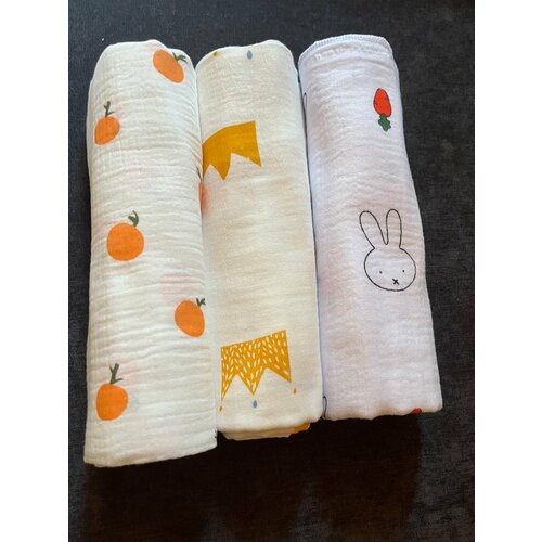 Муслиновые детские пеленки MiKids 75x105, набор из 3 штук