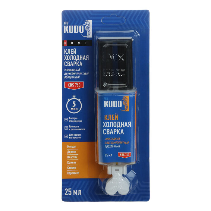 фото Клей эпоксидный двухкомпонентный прозрачный KUDO HOME, 25 мл