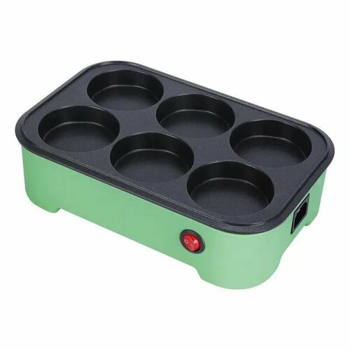 Электрическая сковорода-гриль Modengo с крышкой 600 Ватт, электрическая для завтраков, для яичницы, для оладий, 6 ячеек