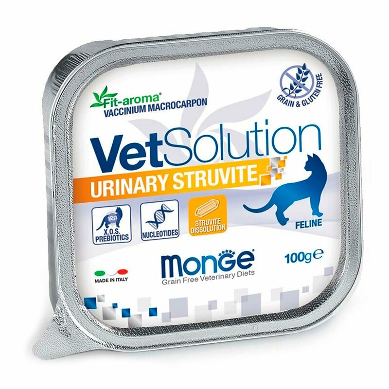 Mong VetSolution Cat Urinary Struvite, влажный корм диета для кошек Уринари Струвит, ламистер 6 х 100 г — фото 1