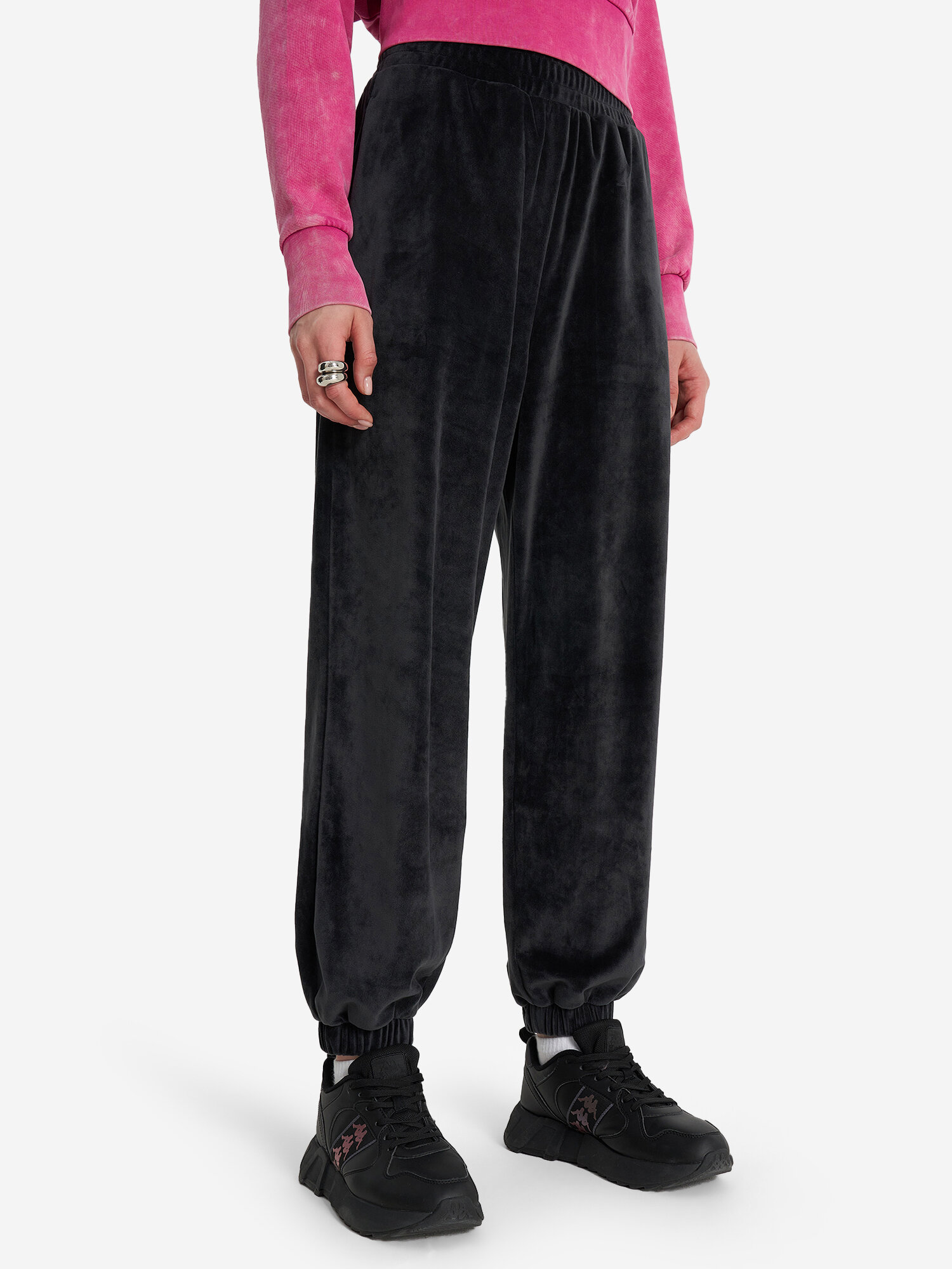 Брюки джоггеры Kappa Sport Logo Women's Velur pants, размер 42/44, черный