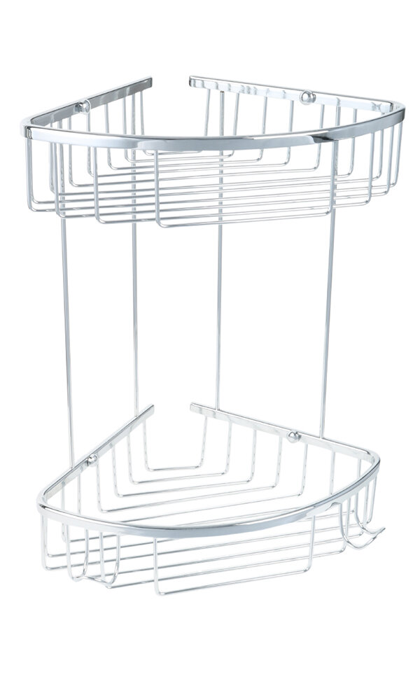 Полка Fixsen Hotel угловая 2-уровневая хромированная сталь настенная 29x37x22 см