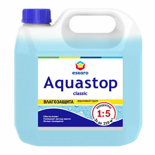грунт влагоизолятор Eskaro Aquastop 3л концентрат 1:5, арт.0785 - фото №1