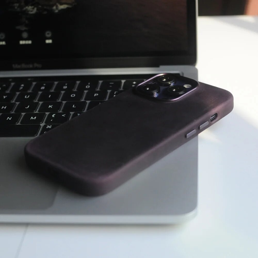 Чехол YMW из натуральной кожи с защитой от пыли для iPhone серий 12-14, Pro Max, Plus, модели цвета в ассортименте, Dark night purple, for iPhone 14 Pro
