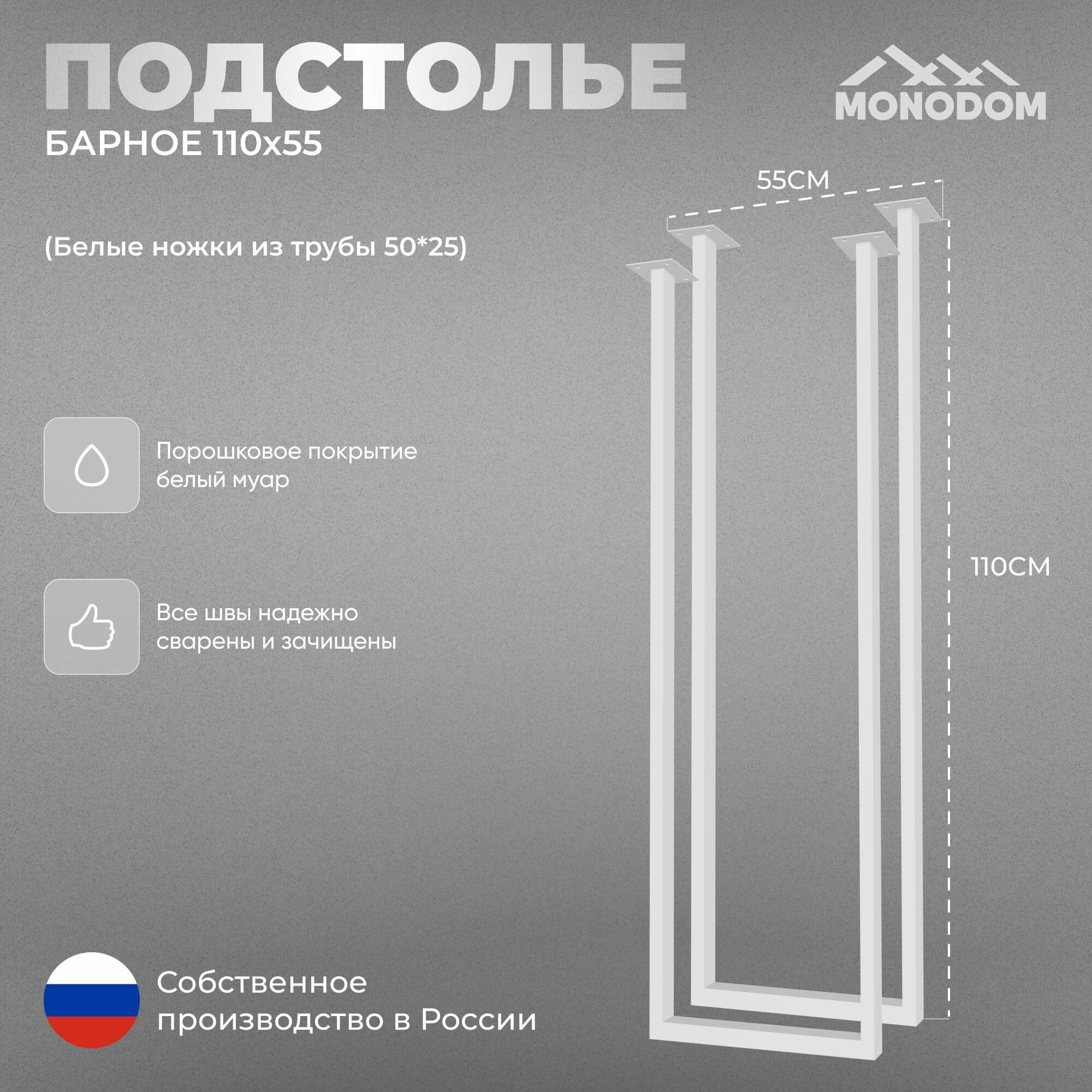 Подстолье MONODOM  LOFT   для барной стойки  металл  110 см x 55 см 2шт