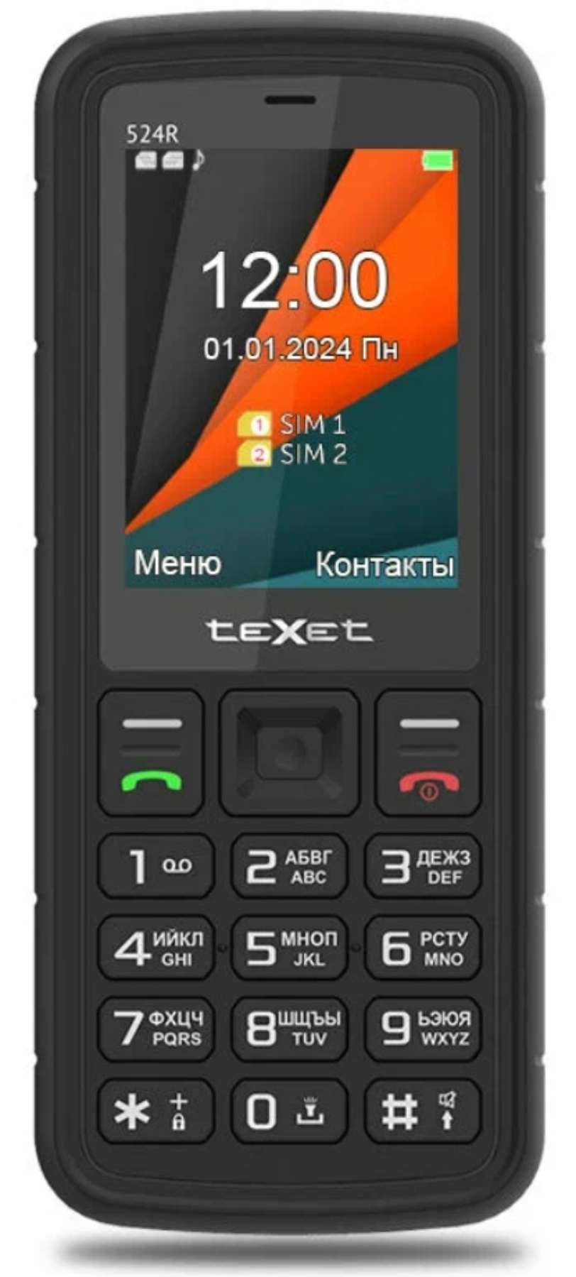 Мобильный телефон teXet TM-524R Черный 2 sim 2.4″ GSM 900/1800/1900 1200 mAh
