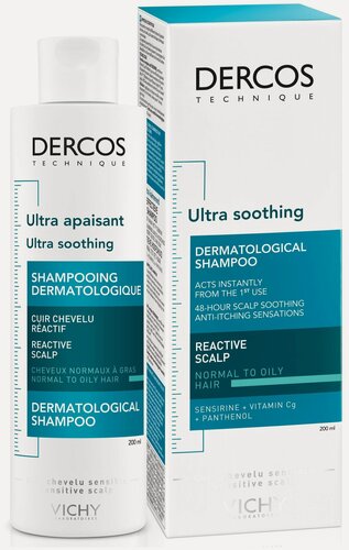 Изображение товара Успокаивающий шампунь-уход для нормальных и жирных волос Vichy Dercos, 200 мл