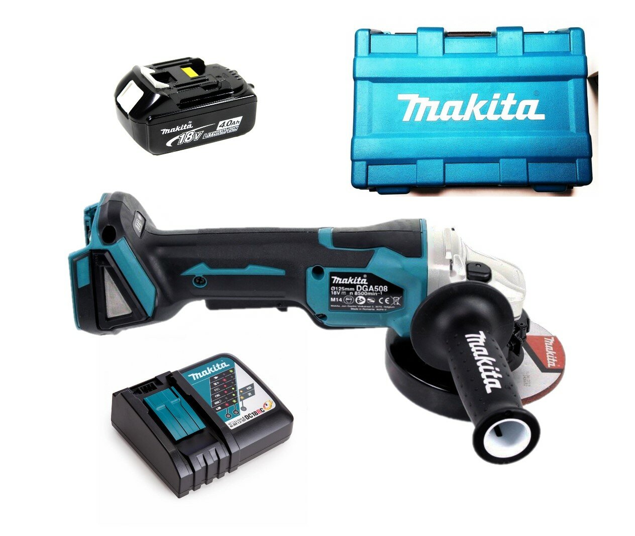 Аккумуляторная УШМ 125мм Makita DGA508RM (18V 1 x 4.0Ah Li-Ion)