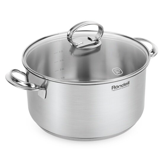 Кастрюля Rondell Zart RDS-1227 5.1л. d=24см с крышкой, стальная