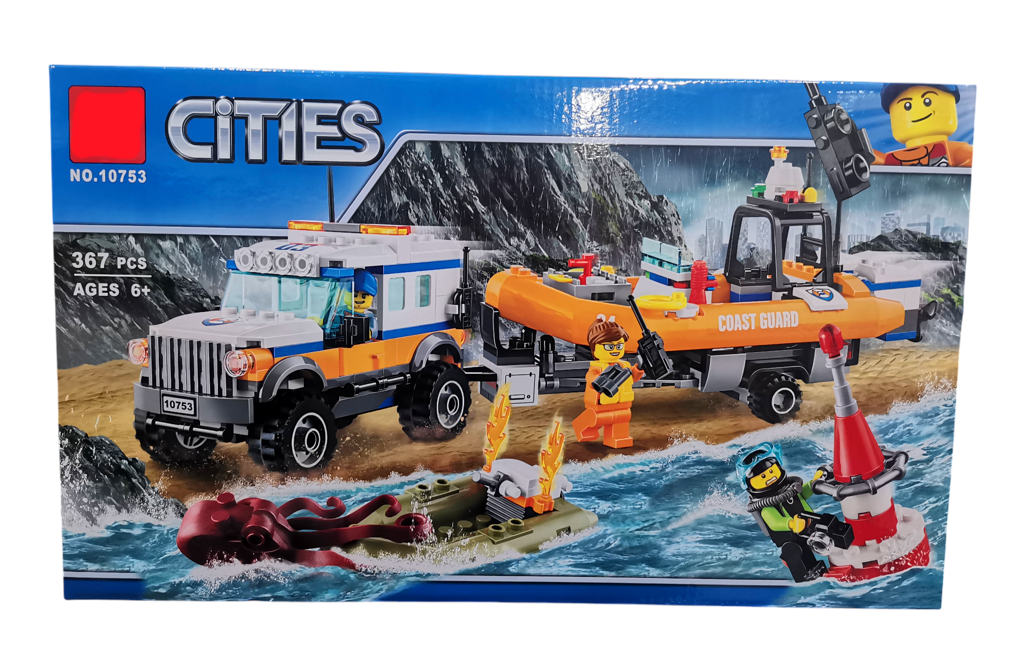 Конструктор Внедорожник со спасательной лодкой 367 деталей.