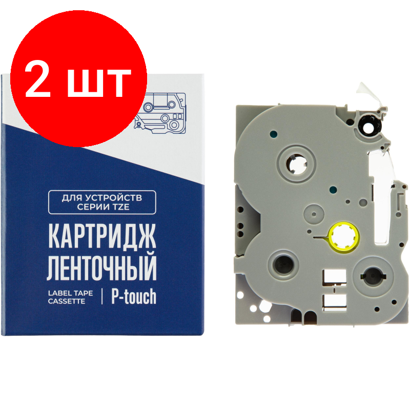 Комплект 2 штук, Картридж Комус TZE-415(Brother TZE-415 белый на красном ,6мм/8м)