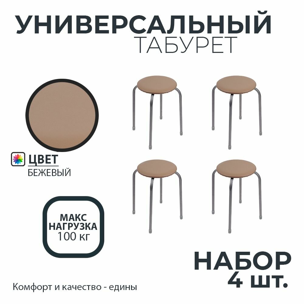 Комплект табуретов для кухни Nika "Эконом" набор 4 шт Желтый