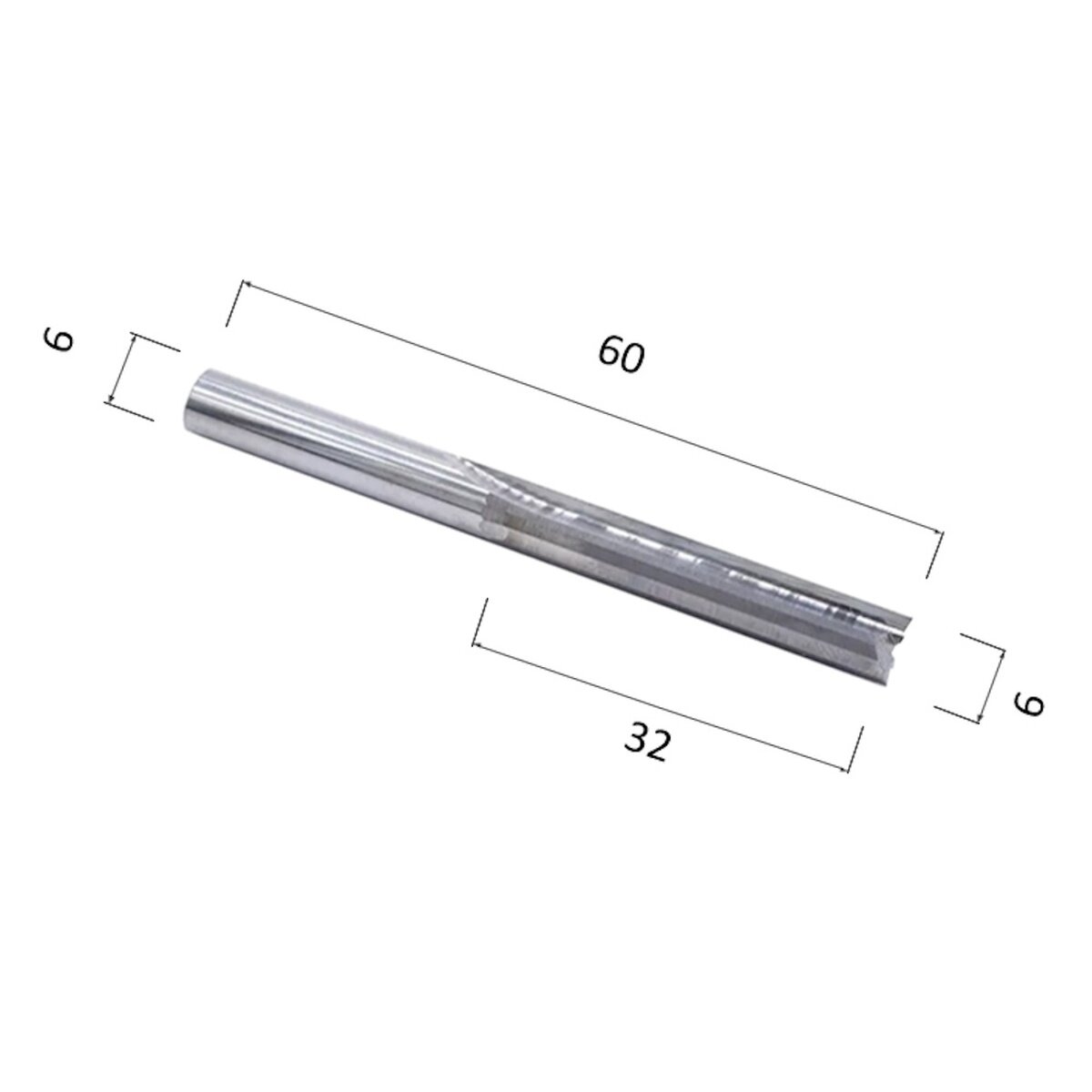 Фреза DJTOL N2ZX632 прямая двухзаходная (по дереву, композиту (АКП), пластику)