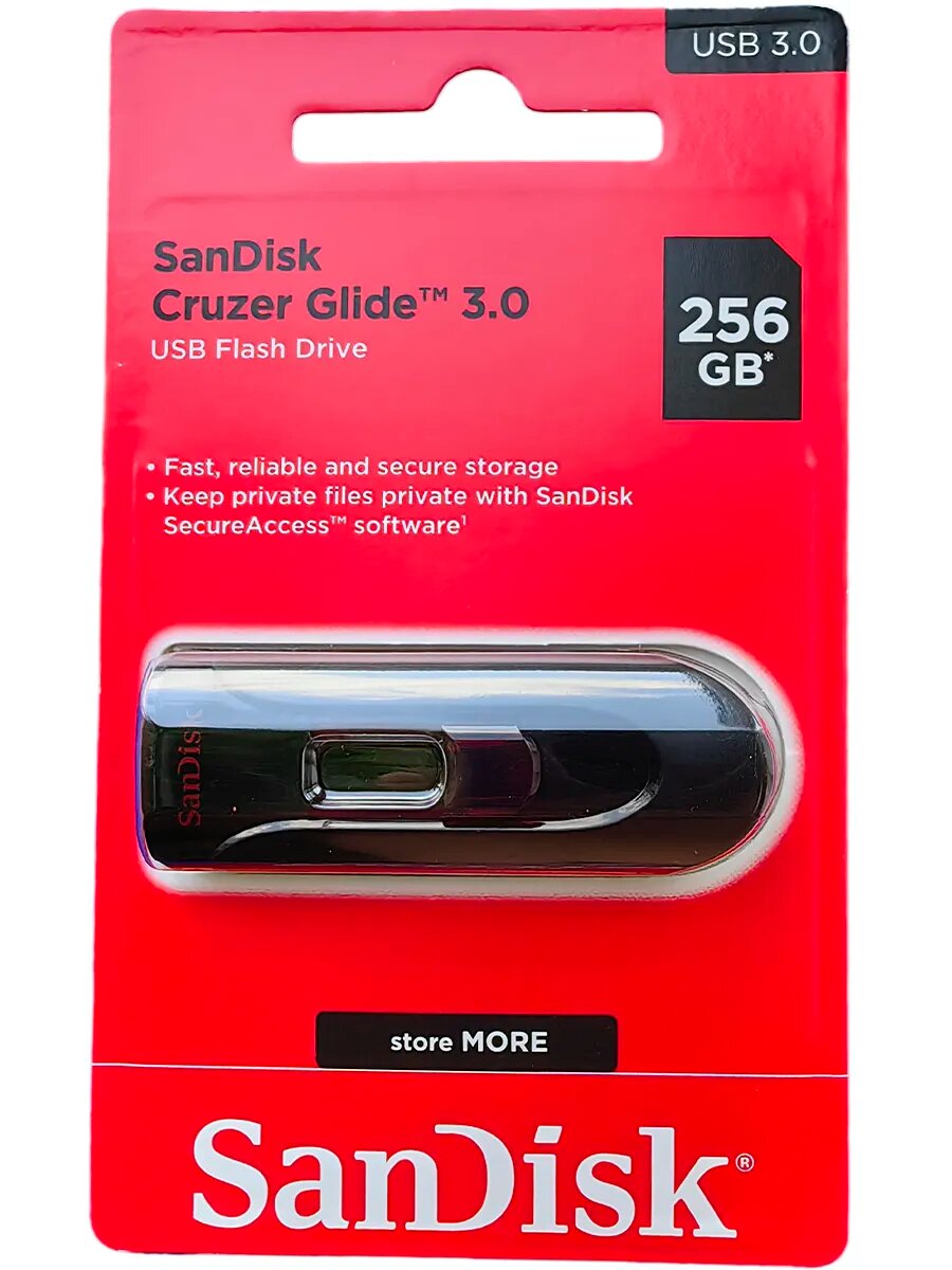 Флеш-накопитель SanDisk Cruzer Glide, 256 Gb, USB 3.0, черный сапфир — фото 1